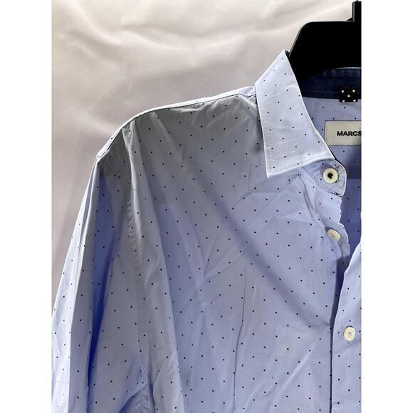MARCS Men's Light Blue Micro Dot Regular Fit Button-Up Long Sleeve Shirt SZ M - Picture 3 of 10